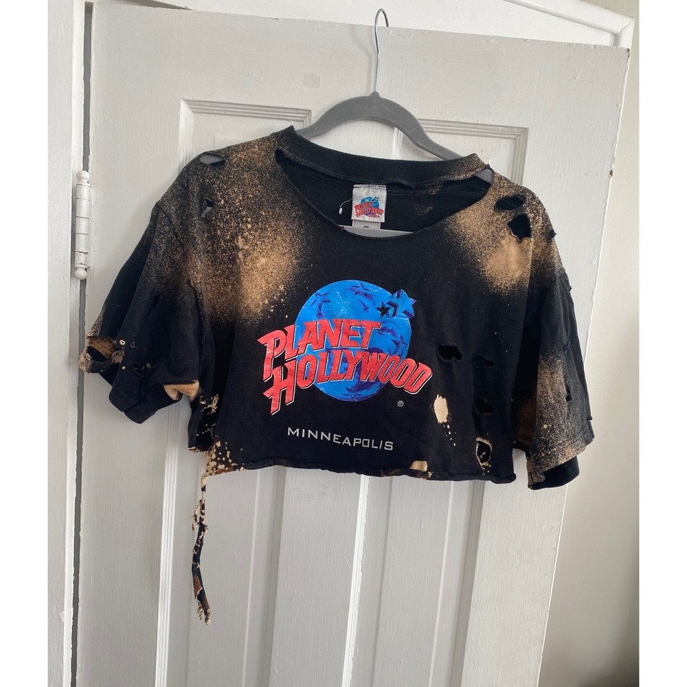 Vintage planet Hollywood bleach dye crop top
